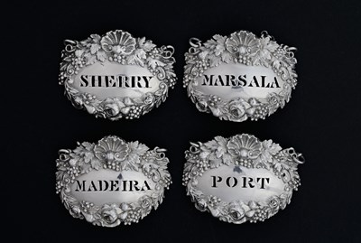 Lot 198 - Four nineteenth century silver wine labels or...