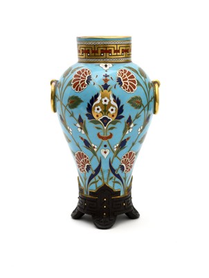 Lot 189 - A Minton porcelain Cloissone vase designed by...