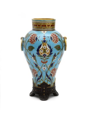 Lot 188 - A Minton porcelain Cloissone vase designed by...