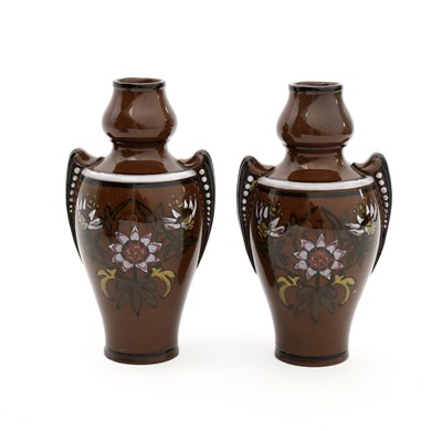 Lot 182 - A pair of small Aesthetic Movement Watcombe...