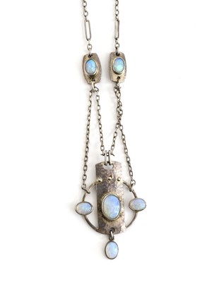 Lot 556 - A silver and opal Secessionist necklace,...