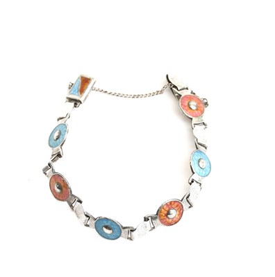 Lot 542 - A James Fenton Secessionist silver and enamel...