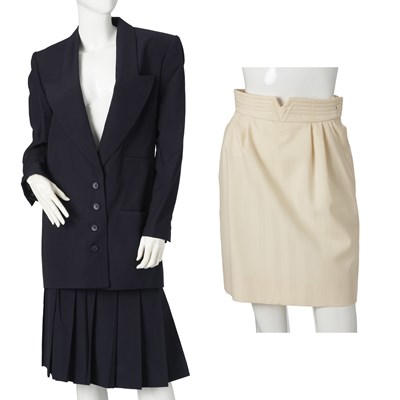 Lot 288 - Balenciaga, a wool skirt suit and a skirt.
