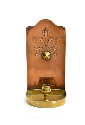 Lot 462 - A W.A.S Benson copper and brass chamberstick...