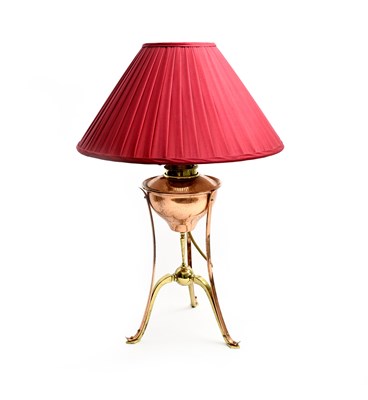Lot 463 - A tall W.A.S Benson copper and brass table...