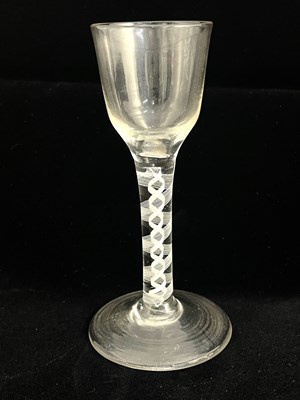 Lot 437 - A double series opaque twist wine glass, circa...