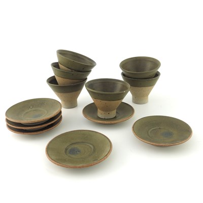 Lot 829 - Robin Welch, a set of six studio pottery tea...