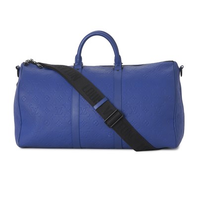 Lot 430 - Louis Vuitton, a Racing Blue Keepall Bandouliere 50 travel bag.