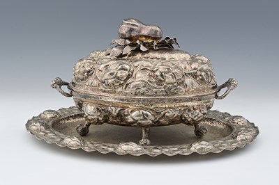 Lot 11 - A Continental white metal tureen and cover,...