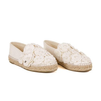 Lot 327 - Chanel, a pair of Camellia espadrilles.
