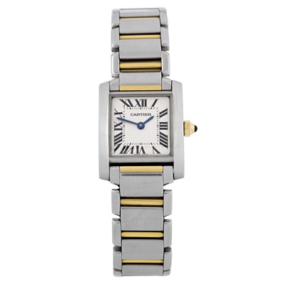 Lot 244 - Cartier, a bi-metal Tank Française bracelet watch