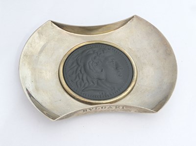 Lot 292 - Bulgari, a silver dish inset with a black...