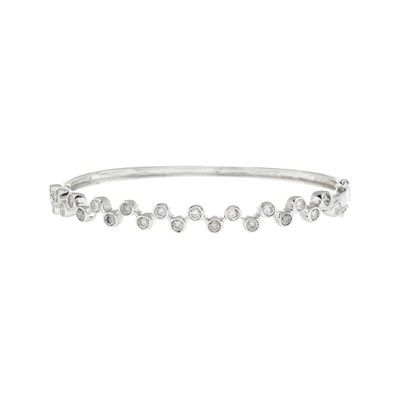 Lot 111 - A brilliant-cut diamond collet zigzag hinged bangle