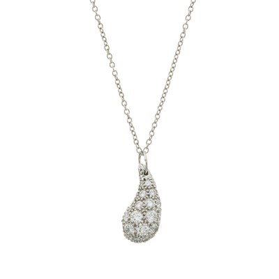 Lot 147 - Tiffany & Co., by Elsa Peretti, an 18ct gold brilliant-cut diamond Teardrop pendant with chain