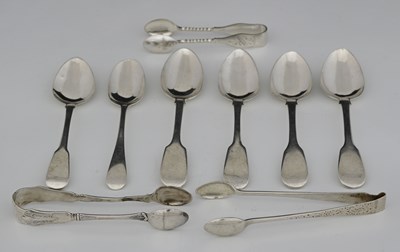 Lot 211 - Six nineteenth-century silver teaspoons,...