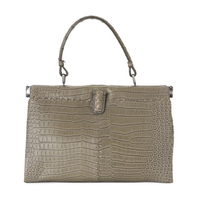 Lot 293 - Bottega Veneta, a Crocodile Frame Top Handle handbag.