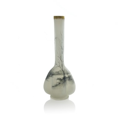 Lot 128 - Daum, a frosted and enamelled glass vase,...