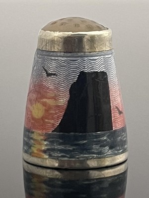 Lot 15 - A Norwegian silver and enamelled thimble, KH,...