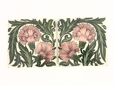 Lot 786 - William De Morgan, a Carnation double tile...