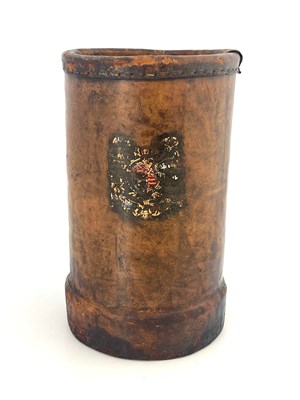 Lot 683 - A Victorian leather Cordite bucket,...