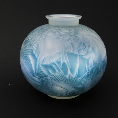 Lot 35 - Rene Lalique, a Poissons opalescent glass vase,...