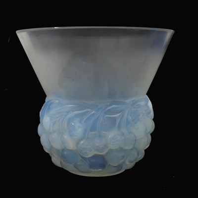 Lot 55 - Rene Lalique, a Cerises opalescent glass vase,...