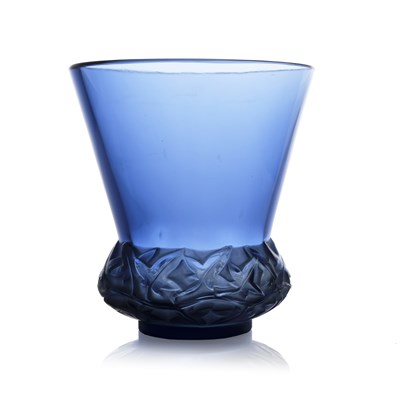 Lot 60 - Rene Lalique, a Lierre blue glass vase, model...
