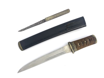 Lot 231 - A Japanese tanto, probably Edo period, lashed...