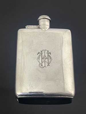 Lot 206 - A George VI silver hip flask, of rectangular...