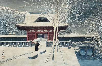 Lot 456 - Kawase Hasui (Japanese, 1883-1957), Snow at...