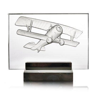 Lot 7 - Rene Lalique, a Plaque Avion Biplan glass...