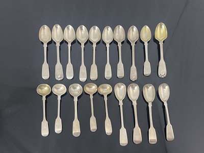 Lot 258 - A group of fiddle pattern variant silver...