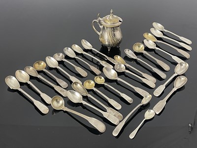 Lot 259 - A group of fiddle pattern variant silver...