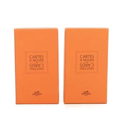 Lot 380 - Hermes, two sets of scarf Knotting Cards, with...