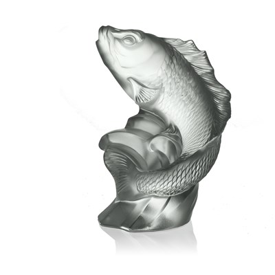 Lot 114 - Lalique, a Carp glass statue, frosted and...