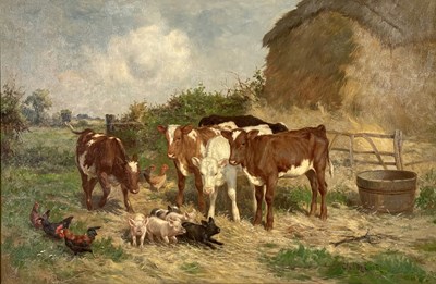 Lot 399 - Claude Cardon (British, 1864-1937), calves,...