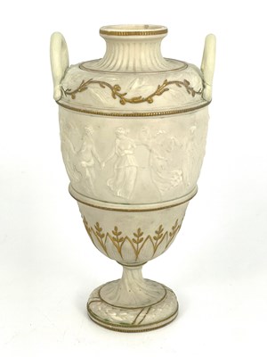 Lot 1006 - A Crystal Palace Art Union parian vase, twin...