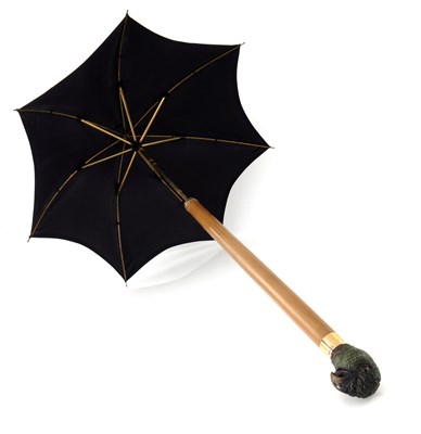 Lot 480 - A Victorian carved wood retractable parasol,...