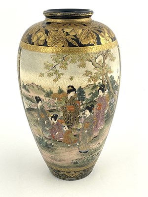 Lot 563 - A Japanese satsuma ware baluster vase, Meiji...