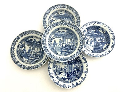 Lot 566 - Five Chinese blue and white soup plates, 19th...