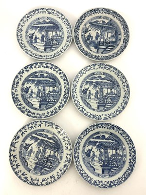 Lot 572 - Five Chinese blue and white plates, 19th...