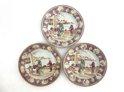 Lot 560 - Three Chinese export plates, Cantonese, 19th...