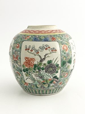 Lot 555 - A Chinese famille verte ginger jar, decorated...