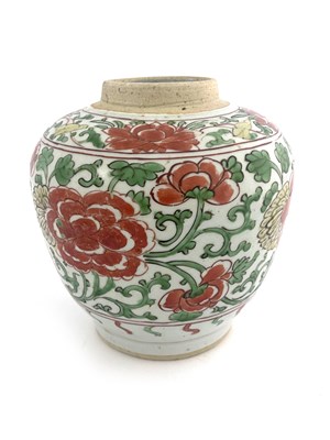 Lot 574 - A Chinese polychrome ginger jar, probably Ming,...