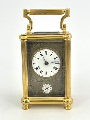 Lot 638 - A French carriage alarm clock, early 20th...