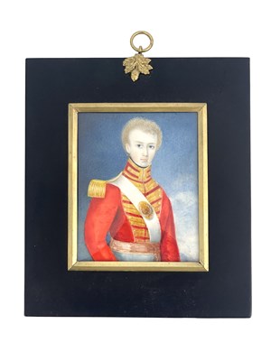 Lot 655 - A 19th century military portrait miniature,...