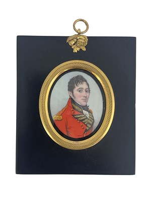 Lot 658 - A 19th century military portrait miniature,...