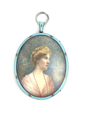 Lot 665 - An Edwardian portrait miniature, bust length...