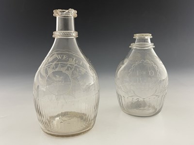 Lot 482 - Two Irish etched glass decanters, including...