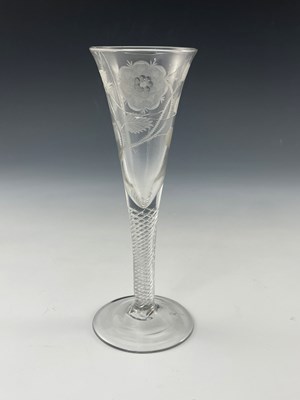 Lot 436 - A Jacobite air twist wine glass or flute (A/F),...